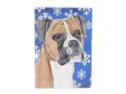Boxer Winter Snowflakes Holiday Flag Canvas House Size