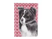 Border Collie Hearts Love and Valentine s Day Portrait Flag Canvas House Size