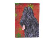 Briard Red and Green Snowflakes Holiday Christmas Flag Canvas House Size