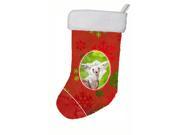 Chinese Crested Red and Green Snowflakes Holiday Christmas Stocking