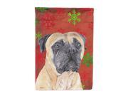 Mastiff Red and Green Snowflakes Holiday Christmas Flag Canvas House Size