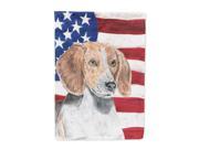 English Foxhound USA American Flag Flag Canvas House Size