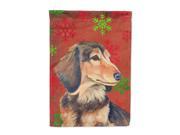 Dachshund Red Green Snowflake Holiday Christmas Flag Canvas House Size