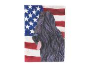 USA American Flag with Briard Flag Canvas House Size