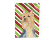Silky Terrier Candy Cane Holiday Christmas Flag Canvas House Size