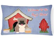 Dog House Collection English Bulldog Grey Brindle Canvas Fabric Decorative Pillow BB2880PW1216
