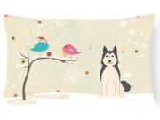 Christmas Presents between Friends West Siberian Laika Spitz Canvas Fabric Decorative Pillow BB2497PW1216