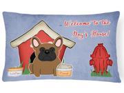 Dog House Collection French Bulldog Brown Canvas Fabric Decorative Pillow BB2767PW1216