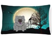 Halloween Scary Chow Chow Blue Canvas Fabric Decorative Pillow BB2329PW1216