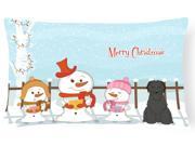 Merry Christmas Carolers Briard Black Canvas Fabric Decorative Pillow BB2412PW1216