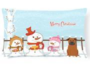 Merry Christmas Carolers Chinese Chongqing Dog Canvas Fabric Decorative Pillow BB2442PW1216