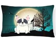 Halloween Scary French Bulldog Piebald Canvas Fabric Decorative Pillow BB2201PW1216