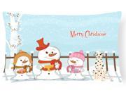 Merry Christmas Carolers Dalmatian Canvas Fabric Decorative Pillow BB2428PW1216