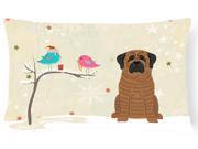 Christmas Presents between Friends Mastiff Brindle Canvas Fabric Decorative Pillow BB2487PW1216