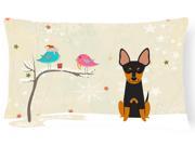 Christmas Presents between Friends English Toy Terrier Canvas Fabric Decorative Pillow BB2581PW1216