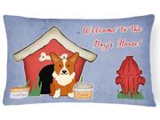 Dog House Collection Corgi Canvas Fabric Decorative Pillow BB2854PW1216