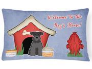 Dog House Collection Miniature Schanuzer Black Canvas Fabric Decorative Pillow BB2805PW1216