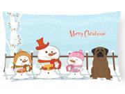 Merry Christmas Carolers Bullmastiff Canvas Fabric Decorative Pillow BB2415PW1216