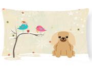 Christmas Presents between Friends Pekingnese Fawn Sable Canvas Fabric Decorative Pillow BB2576PW1216