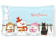 Merry Christmas Carolers Beauce Shepherd Dog Canvas Fabric Decorative Pillow BB2411PW1216