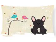Christmas Presents between Friends French Bulldog Brindle Canvas Fabric Decorative Pillow BB2481PW1216