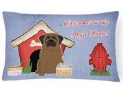 Dog House Collection Bullmastiff Canvas Fabric Decorative Pillow BB2838PW1216