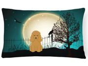 Halloween Scary Poodle Tan Canvas Fabric Decorative Pillow BB2259PW1216