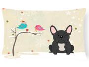 Christmas Presents between Friends French Bulldog Black Canvas Fabric Decorative Pillow BB2486PW1216