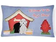 Dog House Collection Bedlington Terrier Blue Canvas Fabric Decorative Pillow BB2844PW1216