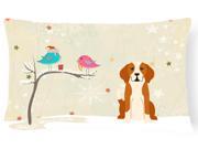 Christmas Presents between Friends English Foxhound Canvas Fabric Decorative Pillow BB2582PW1216