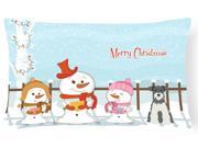 Merry Christmas Carolers Miniature Schanuzer Salt and Pepper Canvas Fabric Decorative Pillow BB2385PW1216