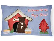 Dog House Collection Staffordshire Bull Terrier Chocolate Canvas Fabric Decorative Pillow BB2802PW1216