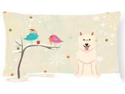 Christmas Presents between Friends White German Shepherd Canvas Fabric Decorative Pillow BB2517PW1216