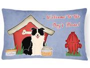 Dog House Collection Border Collie Black White Canvas Fabric Decorative Pillow BB2872PW1216