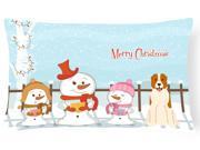 Merry Christmas Carolers Central Asian Shepherd Dog Canvas Fabric Decorative Pillow BB2380PW1216