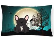 Halloween Scary French Bulldog Brindle Canvas Fabric Decorative Pillow BB2199PW1216