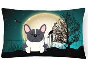 Halloween Scary French Bulldog Black White Canvas Fabric Decorative Pillow BB2202PW1216