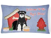 Dog House Collection Standard Schnauzer Salt and Pepper Canvas Fabric Decorative Pillow BB2787PW1216
