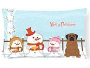 Merry Christmas Carolers Mastiff Brindle Canvas Fabric Decorative Pillow BB2346PW1216