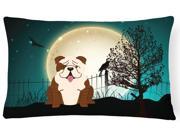 Halloween Scary English Bulldog Brindle White Canvas Fabric Decorative Pillow BB2311PW1216