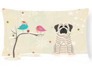 Christmas Presents between Friends Mastiff Brindle White Canvas Fabric Decorative Pillow BB2488PW1216
