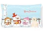 Merry Christmas Carolers Great Pyrenese Canvas Fabric Decorative Pillow BB2414PW1216
