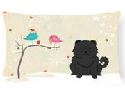 Christmas Presents between Friends Chow Chow Black Canvas Fabric Decorative Pillow BB2615PW1216