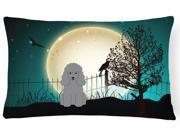 Halloween Scary Poodle Silver Canvas Fabric Decorative Pillow BB2258PW1216