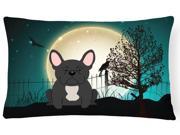 Halloween Scary French Bulldog Black Canvas Fabric Decorative Pillow BB2204PW1216