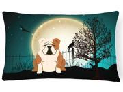 Halloween Scary English Bulldog Fawn White Canvas Fabric Decorative Pillow BB2315PW1216