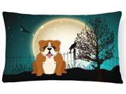 Halloween Scary English Bulldog Red White Canvas Fabric Decorative Pillow BB2310PW1216