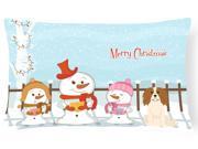 Merry Christmas Carolers Cavalier Spaniel Canvas Fabric Decorative Pillow BB2389PW1216