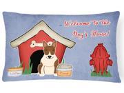 Dog House Collection Bull Terrier Brindle Canvas Fabric Decorative Pillow BB2891PW1216