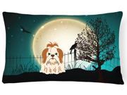 Halloween Scary Shih Tzu Red White Canvas Fabric Decorative Pillow BB2277PW1216